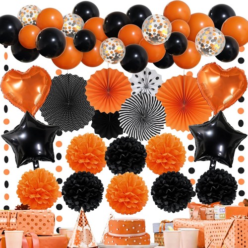 Partydeko schwarz orange - schwarz,